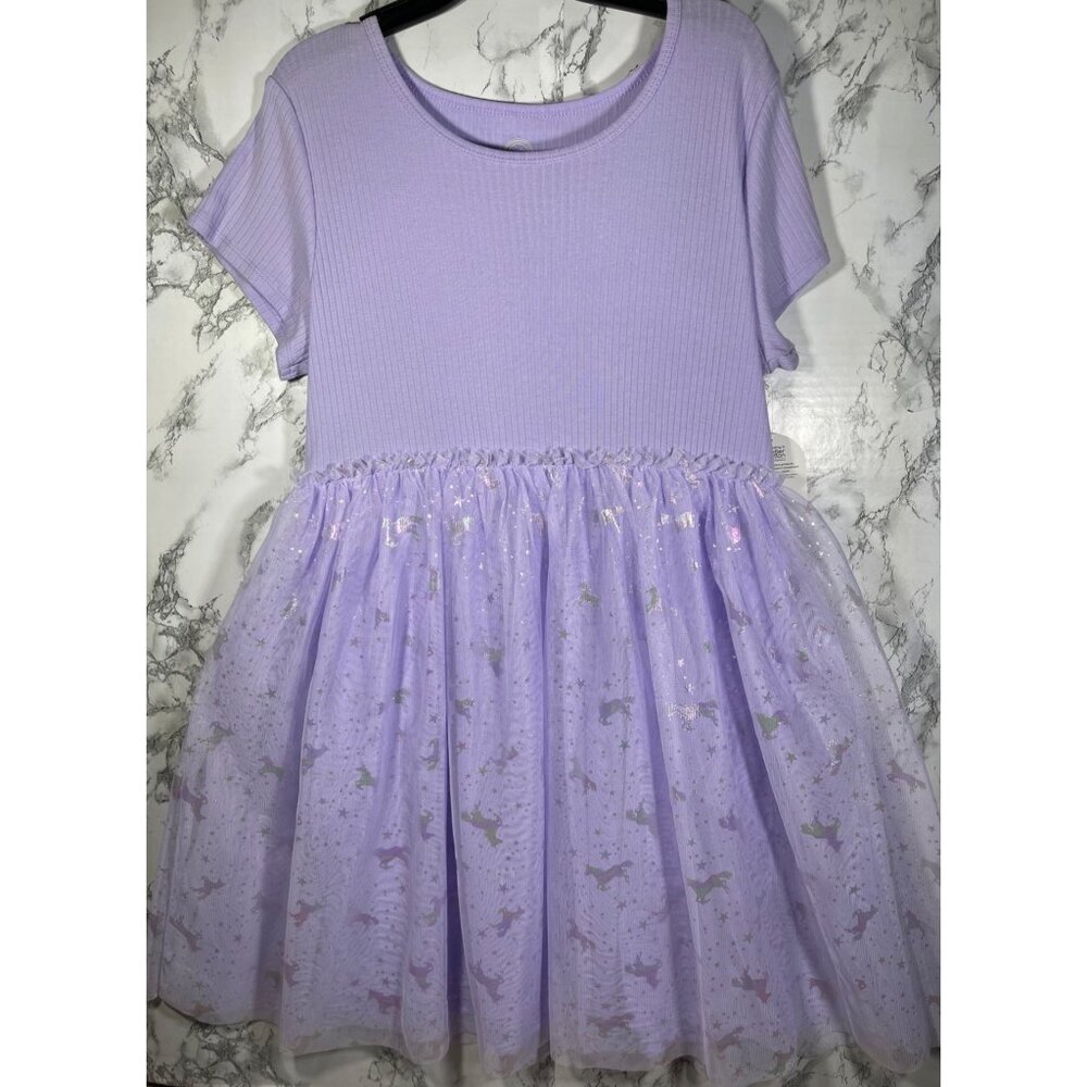 Wonder Nation Girls lilac bud tutu dress Size XL (14-16)  plus Short Sleeve